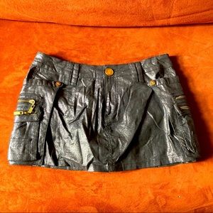Metallic Grey Cargo Mini Skirt